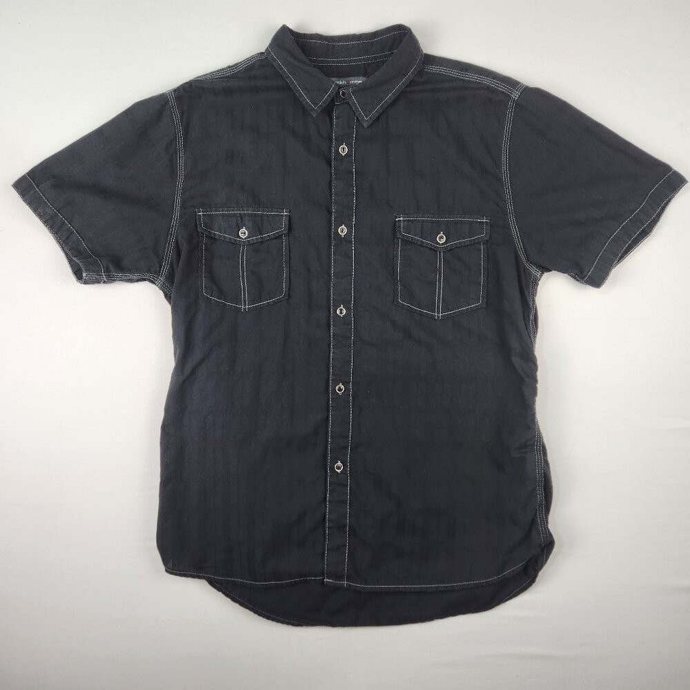 Stockhomme Men's Black Short Sleeve Double Pocket Button Down Shirt Sz XL/G